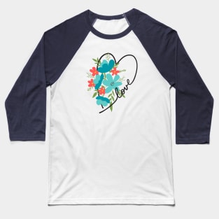 Floral Heart Love Letters for Flower Lovers Baseball T-Shirt